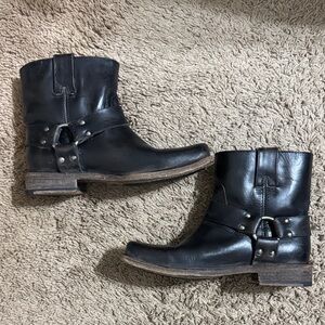 Frye Harness Pull-on Short Moto Boot Women Black Leather Size 6.5 Biker Punk